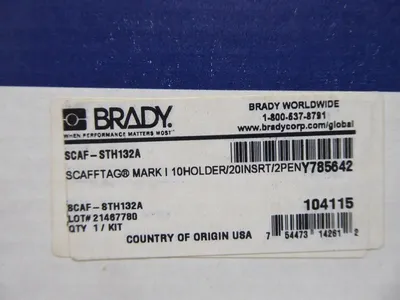 Brady SCAF-STH132A Scaftag Mark 9 Holders 18 Inserts 2 Pens Included New NIB