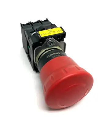 USED SIEMENS EMERGENCY STOP PUSHBUTTON, 3-CONTACTS 1X NO, 2X NC