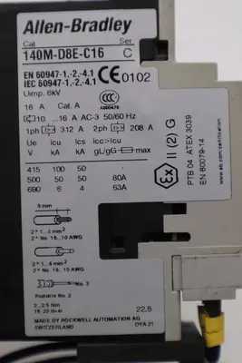 ALLEN BRADLEY 140M-D8E-C25 CIRCUIT BREAKER WITH 100-C23*10 CONTACTOR STOCK 718-A
