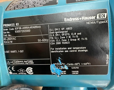 Used ENDRESS HAUSER 83F08-A999AARAB9AA Meters - Misc Indiana US | J&J Industrial Supply #1319477