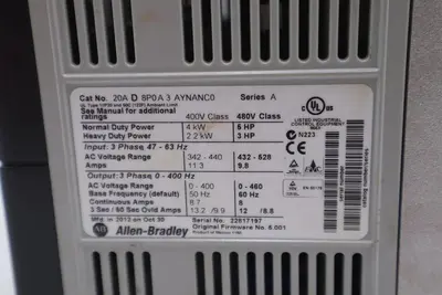 ALLEN BRADLEY20AD8P0A3AYNANC0 POWERFLEX 70 5HP AC DRIVE 480 VOLT STOCK 3293