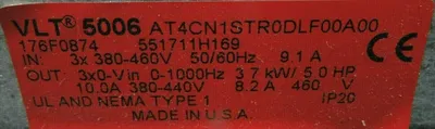 NEW DANFOSS VLT-5006 DRIVE AT4CN1STR0DLF00A00 VLT5006