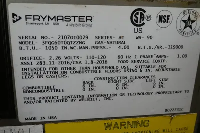 Used 2021 _UNKNOWN_ 3FQG60T0QTZZNG Cookers / Coolers / Fryers Texas US | OBR Equipment #1320811