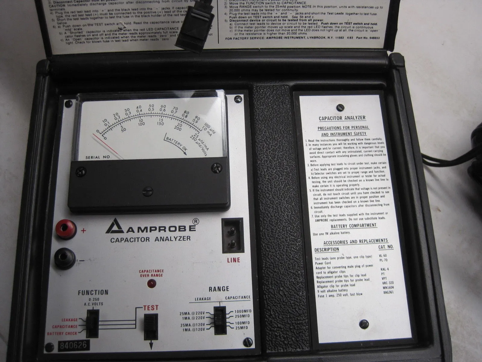 AMPROBE CC1000 CAPACITOR ANALYZER