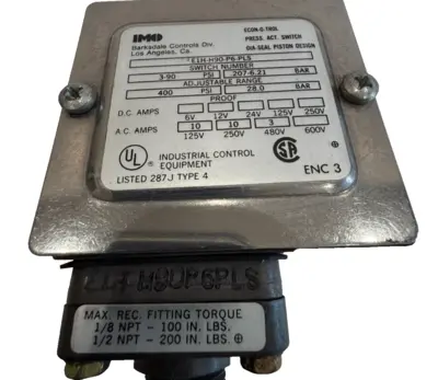 NEW BARKSDALE E1H-H90-P6-PLS PRESSURE SWITCH E1HH90P6PLS