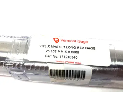 NEW VERMONT GAGE STL X REVERSIBLE LONG MASTER GAGE 25.168MM X 6.00