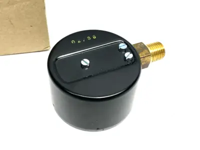 USED NOSHOK PRESSURE GAUGE, MALE 1/4" NPT BOTTOM CONN. BLACK STEEL CASE