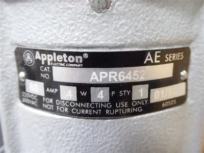 Appleton APR6452 AE Series Pin and Sleeve Connector 60 Amps New NIB