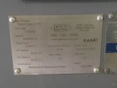 900 hp, 4160 volts, 1194 rpm, 45H AC Induction Motor