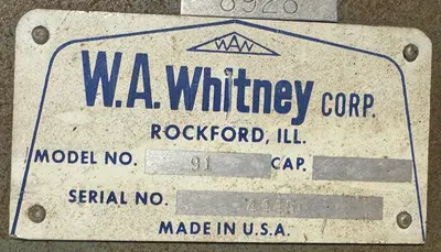 USED W.A. WHITNEY 91