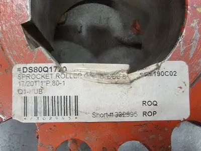 Roller Chain Sprocket DS80Q1720, Double Single, Size 80, 17 Teeth