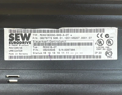 Used SEW MDX61B0030-5A3-4-00 Variable Speed Drives Indiana US | J&J Industrial Supply #1277315