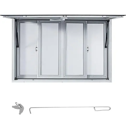 60 x 36" Concession Window  with 4 Horizontal Sliding Screen Windows & Awning Door & Drag Hook, Serving Window for Food Trucks Concession Trailers