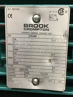 USED BROOK CROMPTON W-DF256I-X