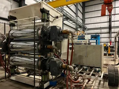USED 2017 CHIN CHANG,  XALOY, ALLEN BRADLEY, ADVANTAGE (3) ROLL CHROME DOWNSTACK CALENDAR, EACH ROLL 20" DIAMETER X 55" WIDTH; H