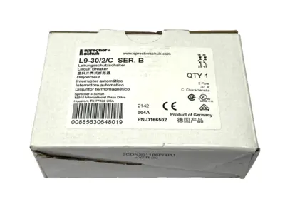 New | in-Stock Sprecher + Schuh Ser. B Miniature Circuit Breaker 2-Pole 30A Circuit Breakers Michigan US | Maverick Industrial Sales #1395060