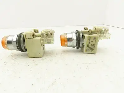 Square D 9001-KM1 Amber Guarded 30mm Push Button Switch Contactor Block Lot of 6