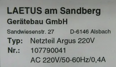 NEW LAETUS 107790421 ARGUS 4 BAR CODE READER AUSWERTETEIL 4 MLS-2 107790041
