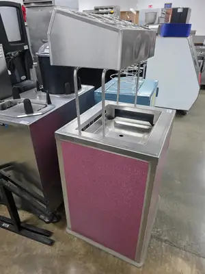 Used FalconRestaurantSupply Used Delfield T-1216 Enclosed Mobile 12" x 16" Tray Dispenser Single Platform w/ Silverware Holder Food Storage & Transportation Illinois US | Falcon Restaurant Supply #1376630