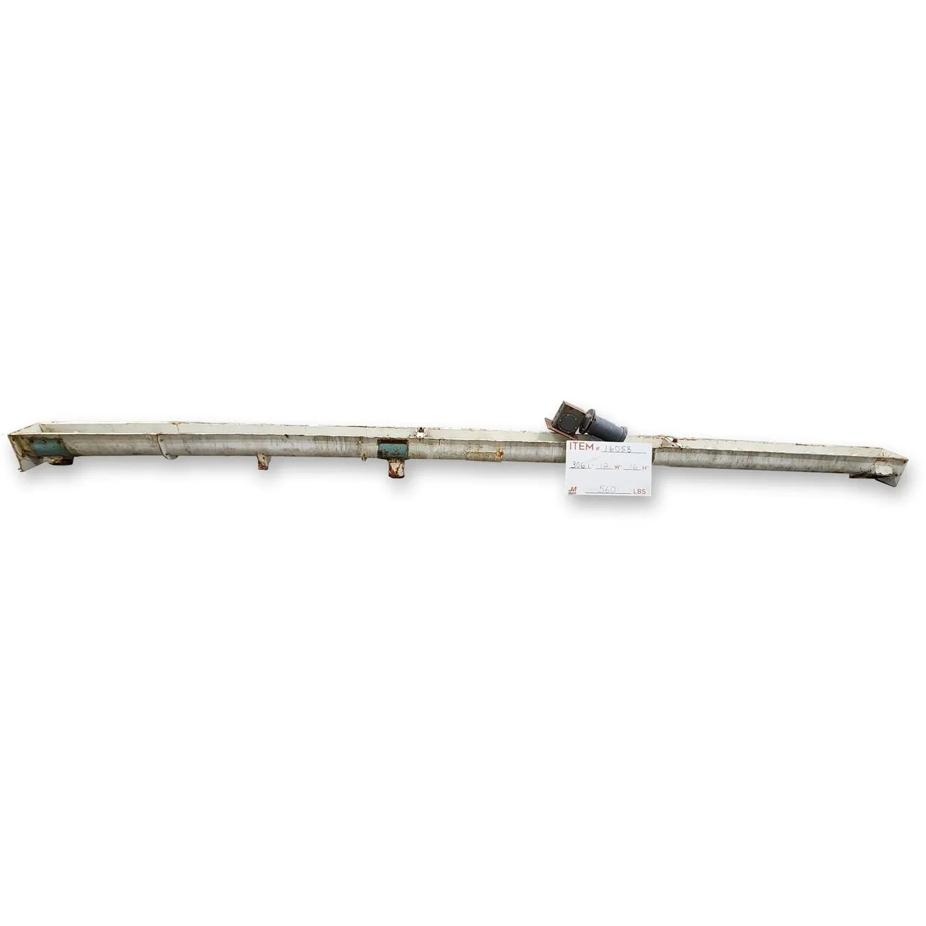 Used 8" dia. x 24' Long Screw Auger Conveyor Paddle mixer
