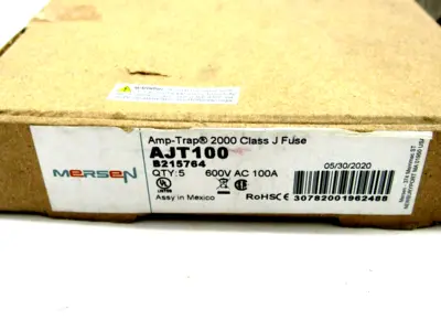 NEW LOT OF 5 FERRAZ SHAWMUT MERSEN AJT100 CLASS J FUSE 600V 100A