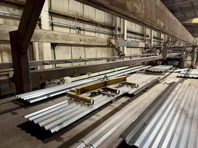 36" HI-RIB (7.2 TYPE) PANEL RAFTED ROLLFORMER LINE;  INCLUDES UNCOILER, ROLLFORMER & FLYING CUTOFF SHEAR: YOBRO #24156