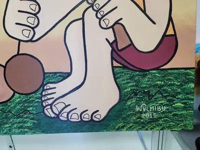 New | in-Stock FalconRestaurantSupply New Walmiru Original Faceless Painting on Canvas - Playing Bilboque 36" x 60" Estate & Personal Property Illinois US | Falcon Restaurant Supply #1376742