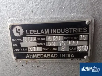 USED Leelam Industries LTD. Leelam Vacuum Pump, LM15000, 530 CFM, 25 HP