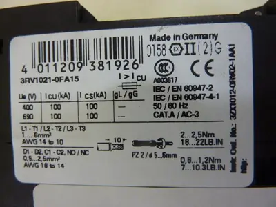 USED SIEMENS 3RV1021-0FA15