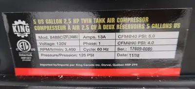 New | in-Stock KING CANADA 8488C Air Compressors (Misc) British Columbia CA | Lenmark #270988
