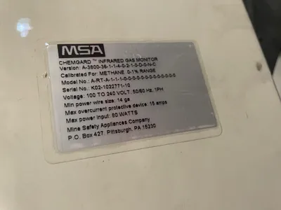 MSA K10358755510001 Chemgard Infrared Gas Monitor 100-240 V 50/60 HZ 1PH @1A