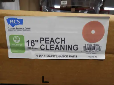 New | in-Stock ACS New Scrubble by ACS 45-16 16" Peach Burnishing Floor Pad 5 Pad/Case Janitorial Equipment Illinois US | Falcon Restaurant Supply #1376642
