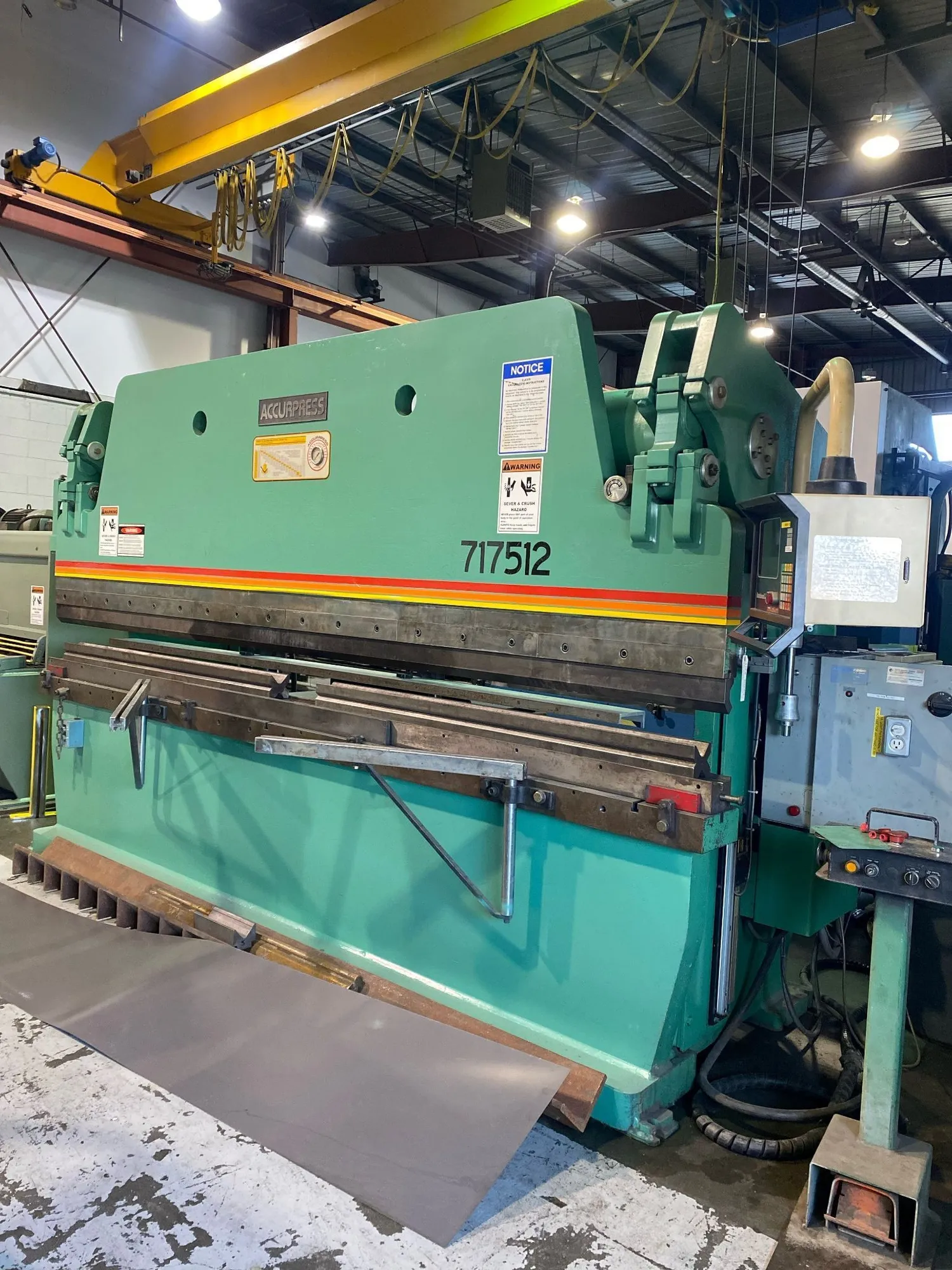 175 Ton x 12' Accurpress 717512 CNC Press Brake, 1992- With Tooling