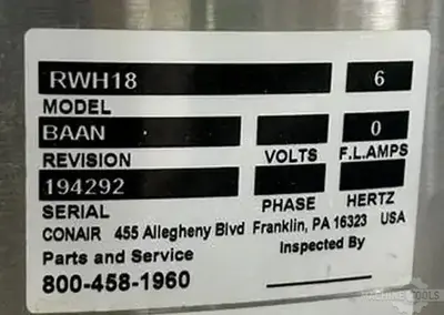 USED 2016 CONAIR EQP2DRY/MDCW50