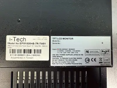 I-Tech EPM1500HB-TR-TW01 Panel Mount 15" 1024x768 100-240Vac 50/60H(5.5.5)