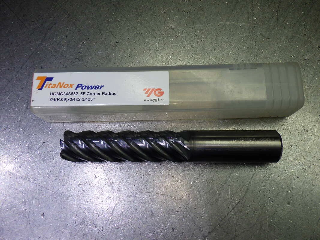 YG-1 TitaNox Power 3/4" 5 Flute Carbide Endmill long .09" R UGMG34S832 (LOC1019A)