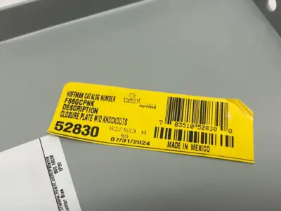 USED HOFFMAN NVENT CLOSURE PLATE W/O KNOCKOUTS PAINTED WHITE 52830