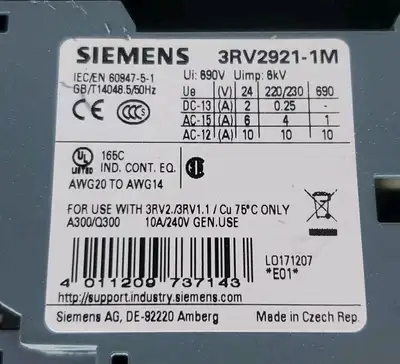 USED Siemens Sirius 3RV2011-0KA10 Circuit Breaker w/3RV2921-1M Module