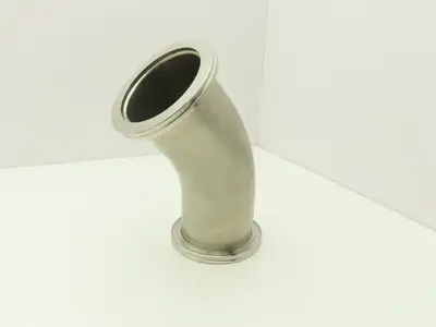 Pfeiffer 2KL-ISO-100-OF ISO-K 45 Radius Elbow Flanges W/Tangents 4" Tube 304 SS