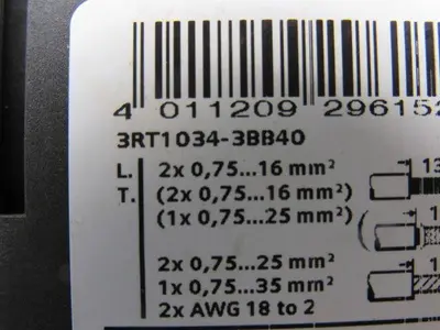 Siemens 3RT1034-3BB40 690V 30Hp Motor Starter Contactor 24VDC Coil
