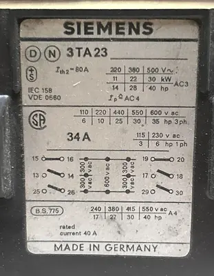 Used SIEMENS 3TA23 Miscellaneous Equipment (Electrical & Power) Ohio US | Surplus Asset Holdings #1237116