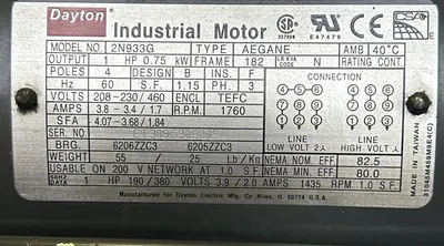 New | in-Stock DAYTON 2N933G Motors (misc) | Surplus Asset Holdings #1205368