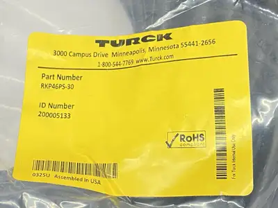 NEW TURCK POWER CORDSET SINGLE ENDED FEMALE M12 4-PIN 30M 200005133