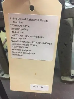 2463-140 Jewelry Earring Fusion Post Making Machine – .027″ x 3/8″ long earring post