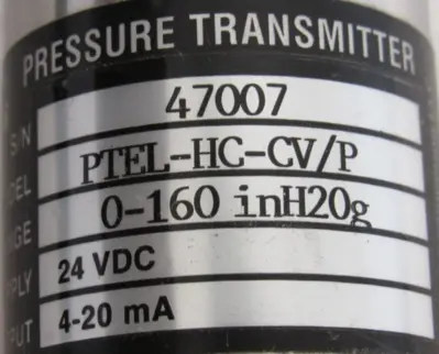 REFURBISHED PMC PTEL-HC-CV/P PRESSURE TRANSMITTER 0-160" H2O PTELHCCVP