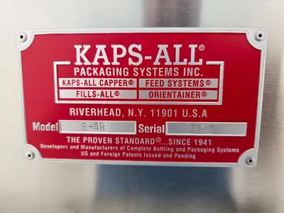 Used KAPS ALL PACKAGING SYSTEMS E-4R Cappers Quill - Automatic Inline Ontario CA | The Equipment Kings #1327742