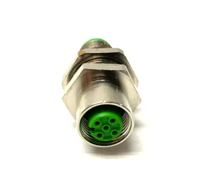 None | Panel Mount M12 5-Pin Male to Female Bulkhead Cable Connector, M16 Thread Mount - New Other