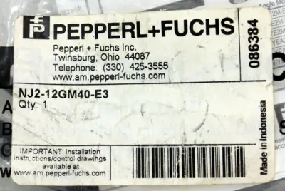 Pepperl+Fuchs NJ2-12GM40-E3 Inductive Proximity Sensor, NEW