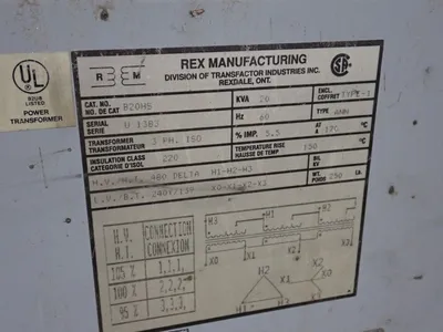 Used REX MANUFACTURING B20HS Distribution Transformers Ohio US | HGR 24 #872872
