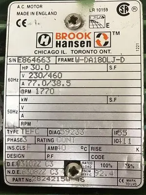 USED BROOK HANSEN W-DA180LJ-D